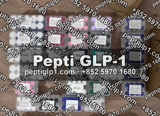 Pepti shipment photo, batch 4: lyophilized vial kits packed for courier collection, recipient details blurred