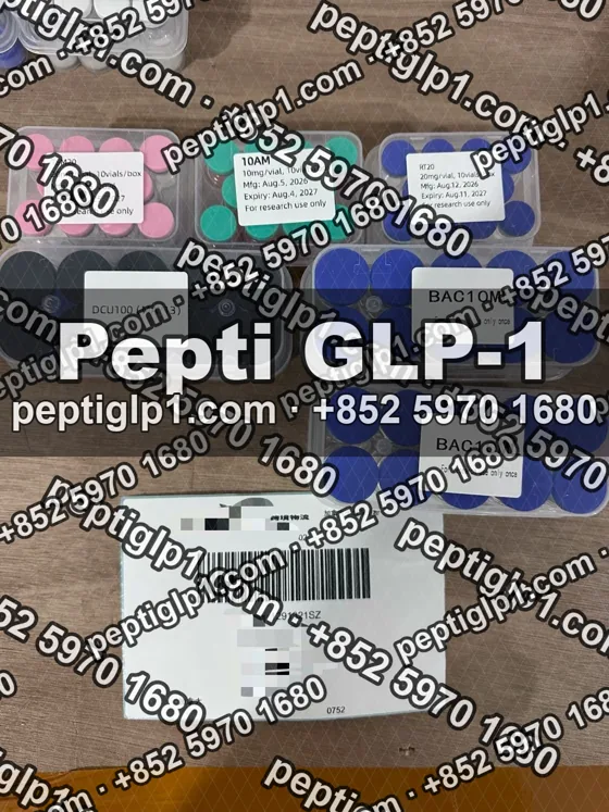 Pepti shipment photo, batch 4: lyophilized vial kits packed for courier collection, recipient details blurred