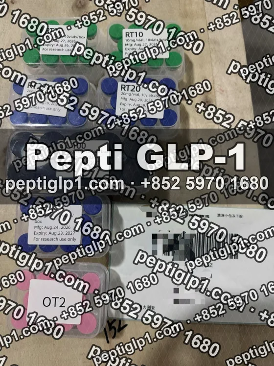 Pepti shipment photo, batch 5: lyophilized vial kits packed for courier collection, recipient details blurred