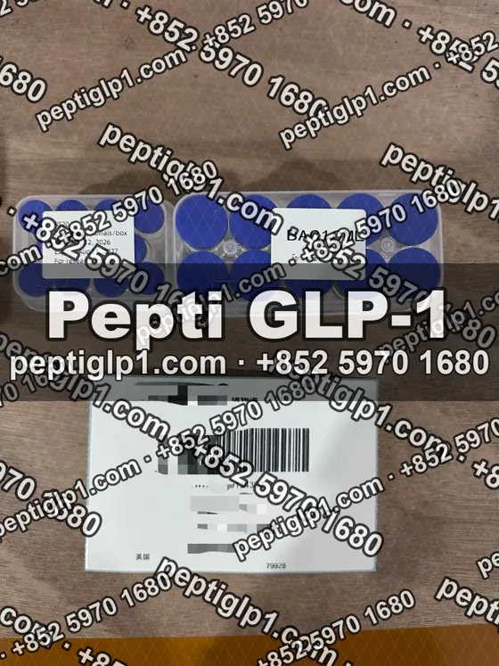 Pepti shipment photo, batch 5: lyophilized vial kits packed for courier collection, recipient details blurred