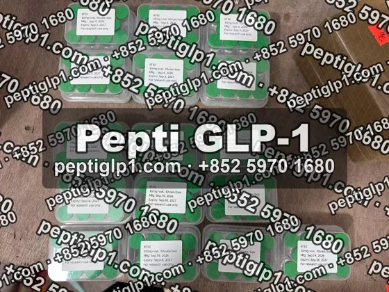 Pepti shipment photo, batch 5: lyophilized vial kits packed for courier collection, recipient details blurred