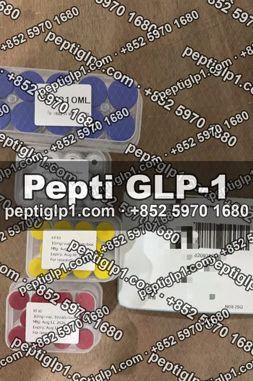 Pepti shipment photo, batch 6: lyophilized vial kits packed for courier collection, recipient details blurred