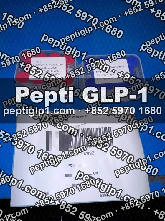 Pepti shipment photo, batch 6: lyophilized vial kits packed for courier collection, recipient details blurred