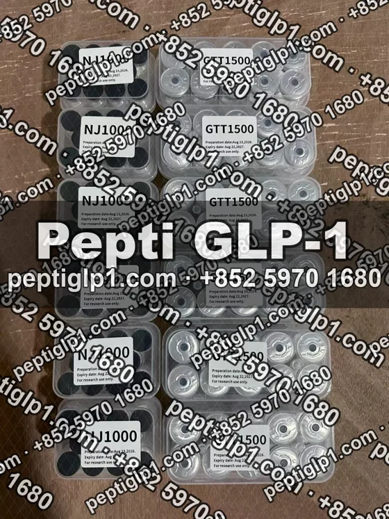 Pepti shipment photo, batch 8: lyophilized vial kits packed for courier collection, recipient details blurred